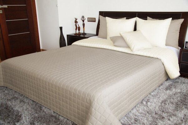Cuvertură de pat de o culoare bej, cu cusături geometrice Lăţime: 75 cm | Lungime: 160 cm