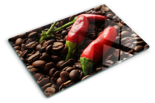 Tocător din sticlă Cafea și ardei iute