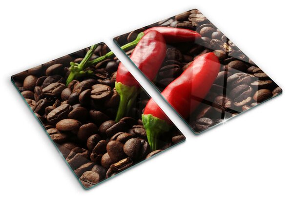 Tocător din sticlă Cafea și ardei iute