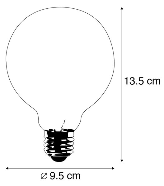 Set de 3 becuri LED cu filament răsucit E27 G95 transparent 5W 400lm 2200K