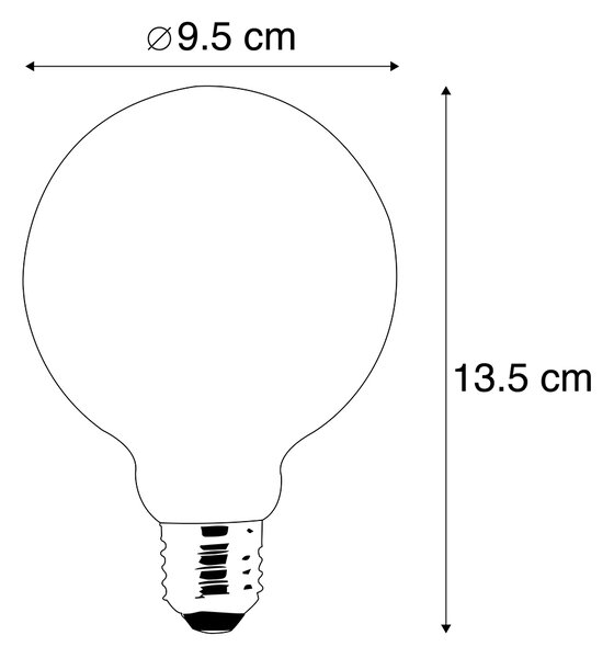 Set de 3 becuri LED E27 Dim to Warm G95 auriu 8W 806lm 2000-2700K