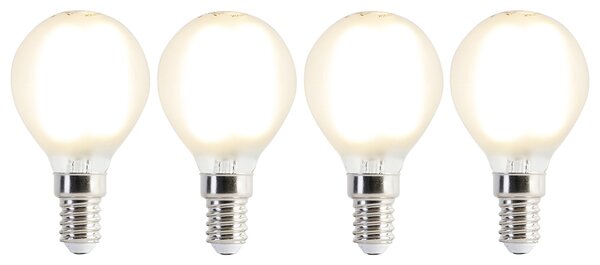 Set de 4 becuri LED E14 P45 mat 3,5W 360lm 2700K