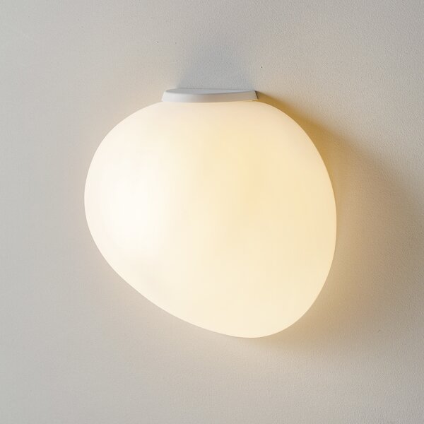 Foscarini Gregg media semi 1 aplică de perete, alb, reglabil, Alb, Camera de zi / sufragerie, Sticlă, Design