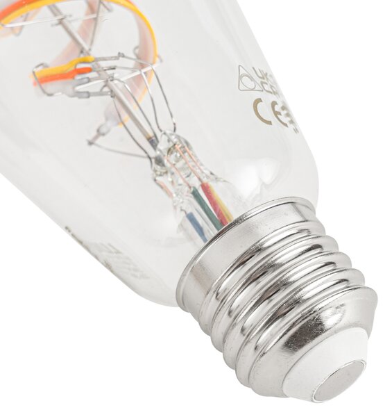 Set 5 becuri Becuri LED inteligente E27 reglabile ST64 RGBW transparente 4W 250lm 2700K