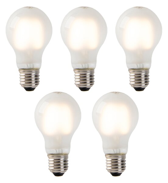 Set de 5 becuri LED cu filament E27 sticlă mată A60 2W 180lm 2700K