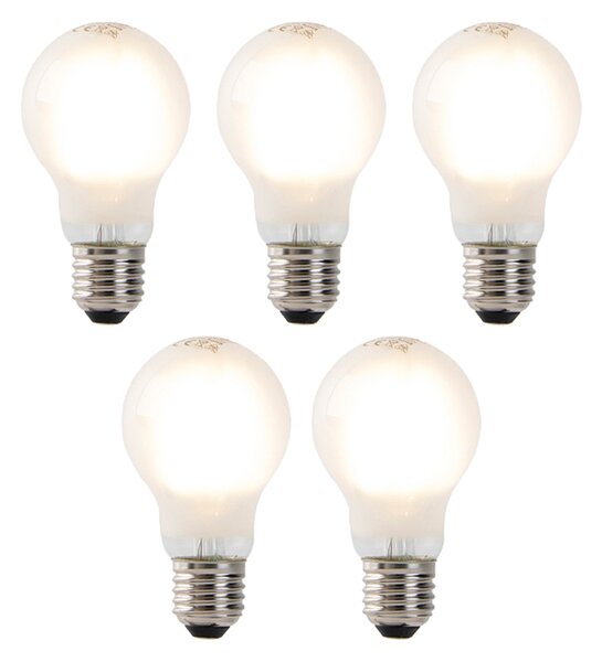 Set de 5 becuri LED cu filament E27 A60 sticlă mată 4W 450lm 2700K