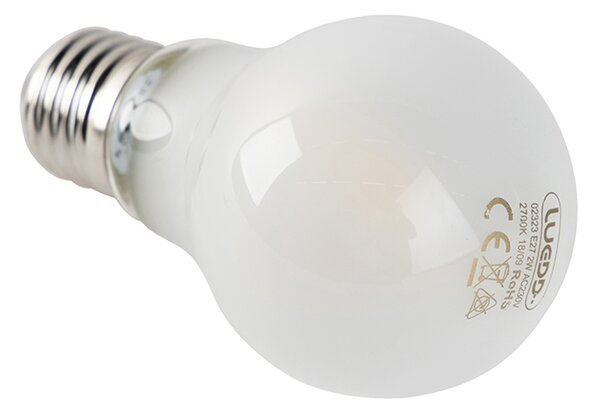 Set de 5 becuri LED cu filament E27 sticlă mată A60 2W 180lm 2700K