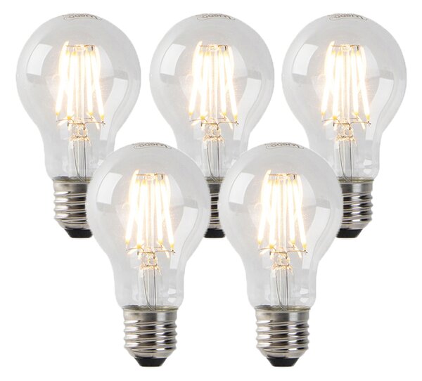 Set de 5 becuri LED reglabile E27 sticlă transparentă 4W 320lm 2200K