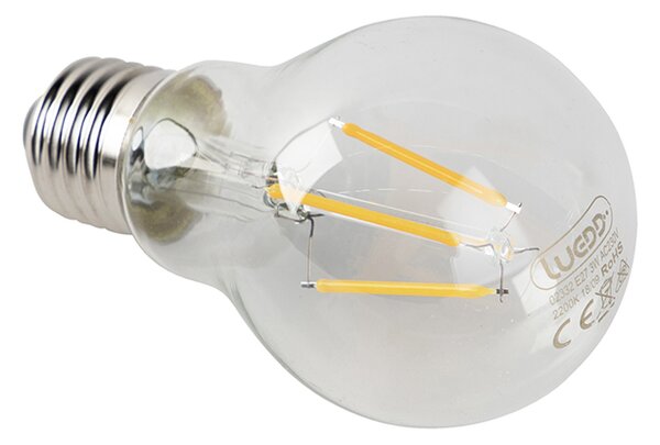 Set de 5 becuri LED E27 transparente 3W 250lm 2200K