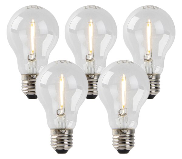 Set de 5 becuri LED E27 A60 1W 80lm 2200K