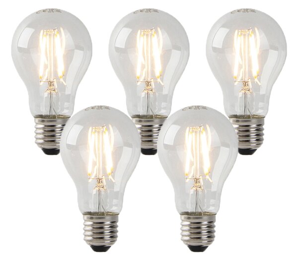 Set de 5 becuri LED E27 transparente 3W 250lm 2200K