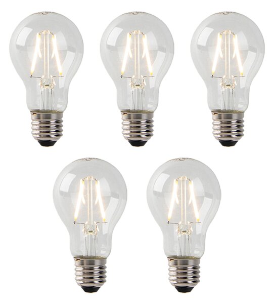 Set de 5 becuri LED E27 A60 Transparent 2W 180lm 2700K