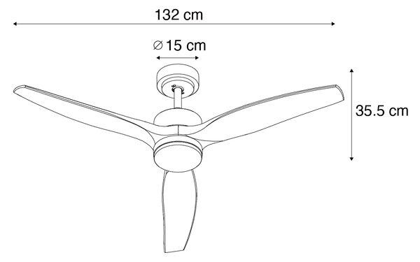 Ventilator inteligent de tavan alb cu imprimeu de lemn 132cm incl. LED Dimmable cu telecomandă - Joly