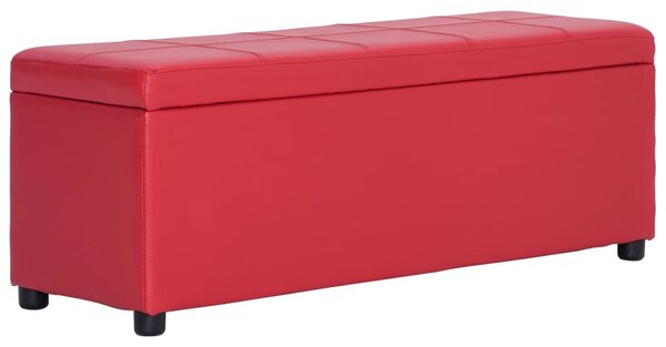 Bancă, compartiment de depozitare, roșu, 116 cm piele ecologică