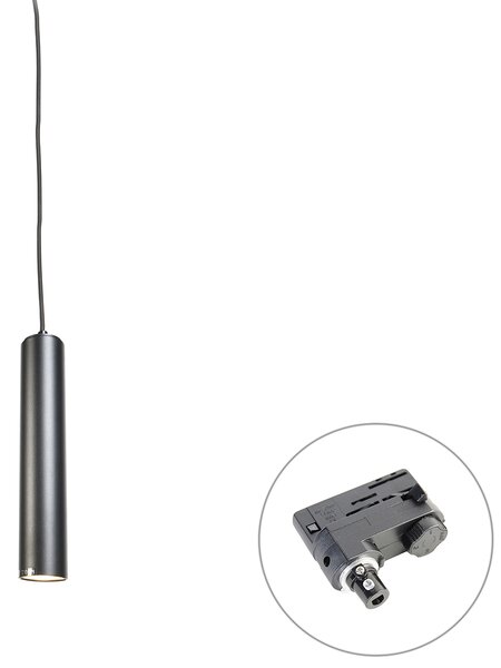 Lampă suspendată de design neagră, incl. adaptor de șină trifazat - Tuba Small trifazată