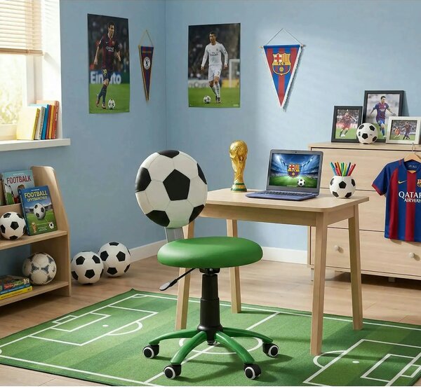 Scaun de birou pentru copii GOL, verde/alb/negru, piele ecologica, 39x