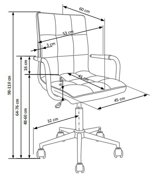 Scaun de birou pentru copii GONZO 2, alb, piele ecologica, 53x60x98/11