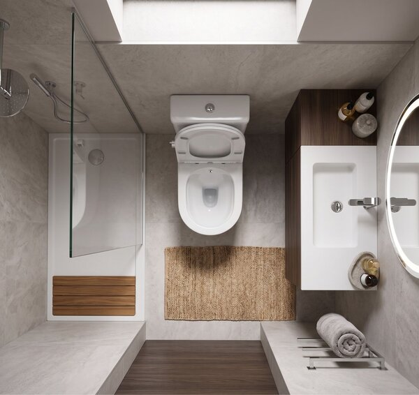 Erga Siena, Vas combinat WC 620x380x820 mm, Fără ramă + funcție bideu + capac WC, alb lucios, ERG-V03-SIENA-RIM-BID-WH