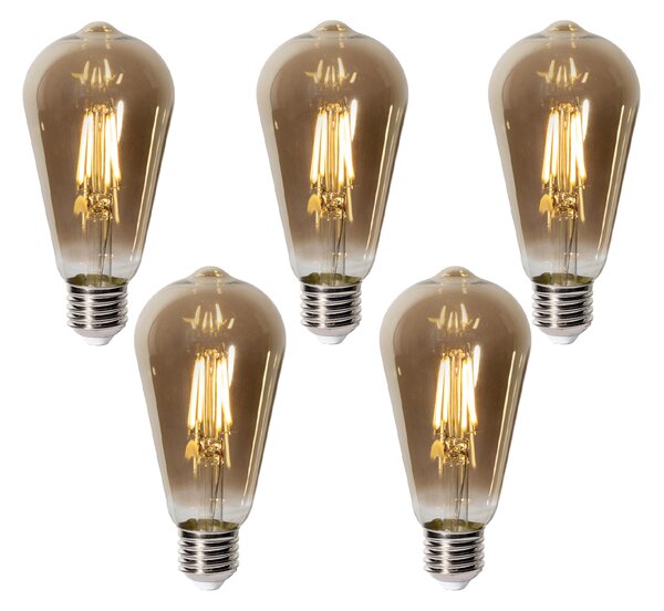 Set de 5 becuri LED E27 dimabile ST64 sticlă fumurie 5W 450 lm 2700K