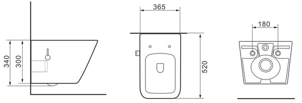 Erga Mery, vas de toaletă suspendat cu funcție de bideu, fără rampă + capac WC, alb lucios, ERG-V03-MERY-RIM-BID-WH