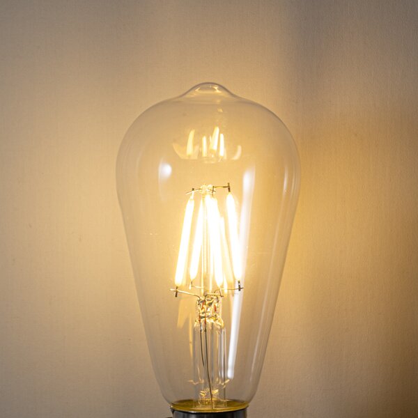 Set de 5 becuri LED E27 dimabile ST64 transparente 5W 600 lm 2700K