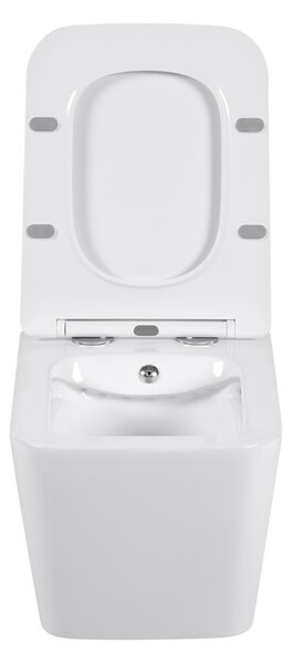 Erga Mery, vas de toaletă suspendat cu funcție de bideu, fără rampă + capac WC, alb lucios, ERG-V03-MERY-RIM-BID-WH