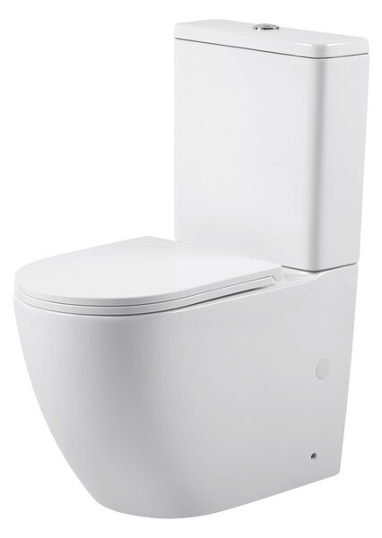 Erga Siena, Vas combinat WC 620x380x820 mm, Fără ramă + funcție bideu + capac WC, alb lucios, ERG-V03-SIENA-RIM-BID-WH