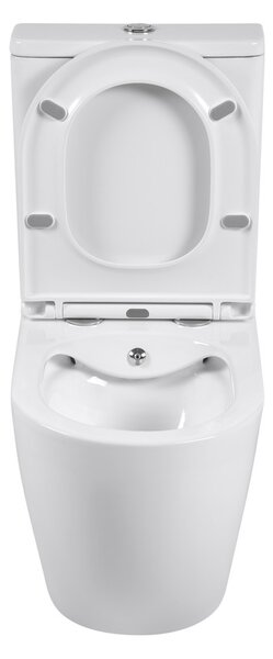 Erga Siena, Vas combinat WC 620x380x820 mm, Fără ramă + funcție bideu + capac WC, alb lucios, ERG-V03-SIENA-RIM-BID-WH