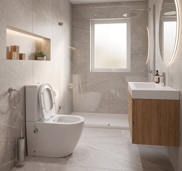 Erga Siena, Vas combinat WC 620x380x820 mm, Fără ramă + funcție bideu + capac WC, alb lucios, ERG-V03-SIENA-RIM-BID-WH