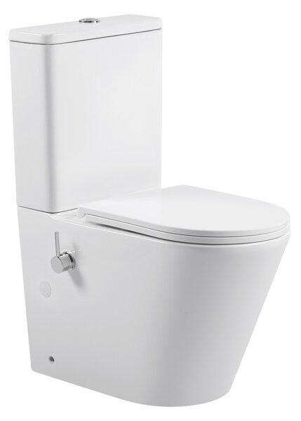 Erga Tina, Vas combinat WC 620x365x820 mm, Fără margine + funcție bideu + capac WC, alb lucios, ERG-V03-TINA-TO2-BID-WH