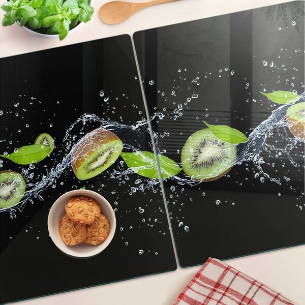 Tocător sticlă Kiwi în apă cu frunze