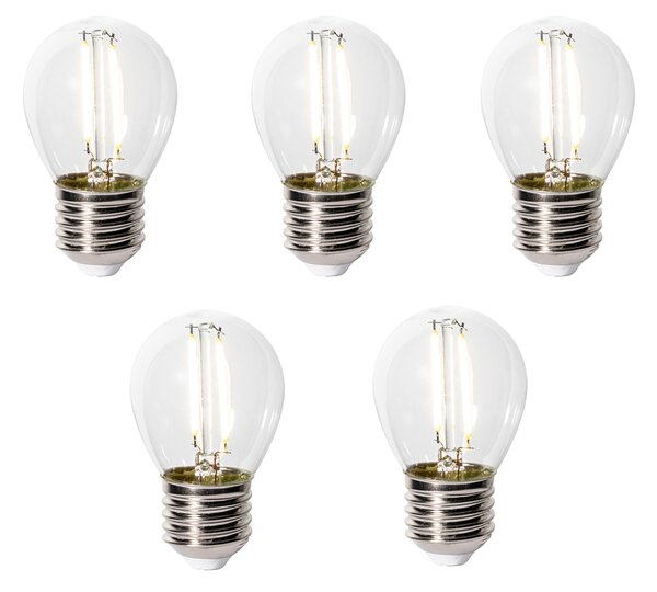 Set de 5 becuri LED E27 reglabile P45 sticlă transparentă 3W 250 lm 3000K