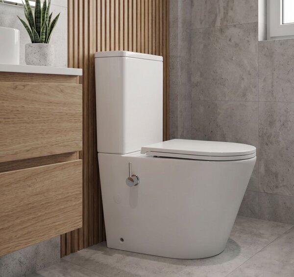 Erga Tina, Vas combinat WC 620x365x820 mm, Fără margine + funcție bideu + capac WC, alb lucios, ERG-V03-TINA-TO2-BID-WH