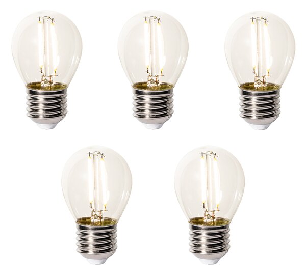 Set de 5 becuri LED E27 reglabile P45 sticlă transparentă 3W 250 lm 2200K