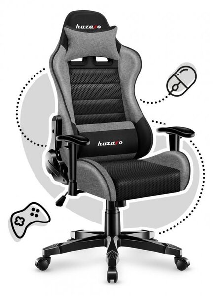 Scaun de gaming, practic, negru și gri, pentru adolescenți