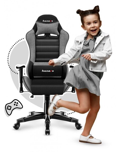 Scaun de gaming, practic, negru și gri, pentru adolescenți