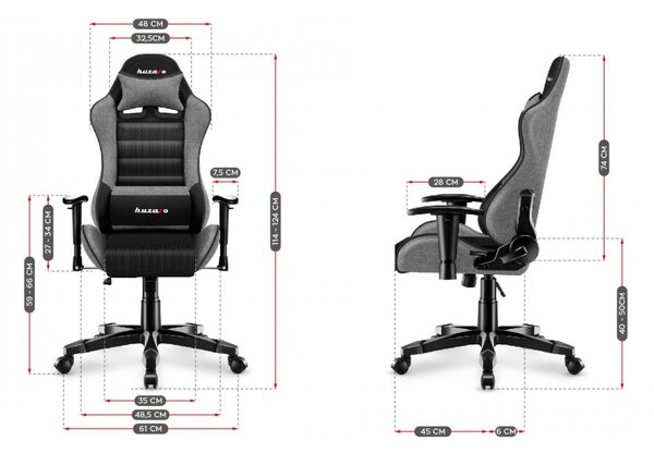 Scaun de gaming, practic, negru și gri, pentru adolescenți