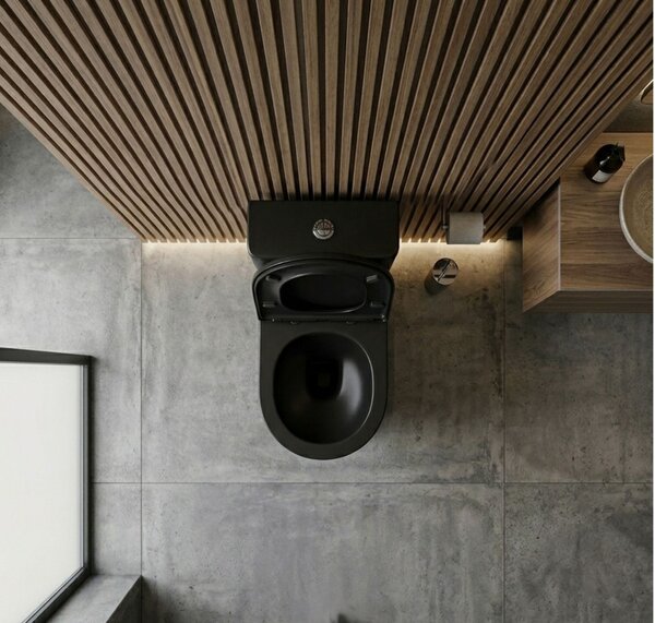 Erga Tina, Vas combinat WC 620x365x820 mm, Tornado 2.0 + capac WC, negru mat, ERG-V03-TINA-TO2-BK