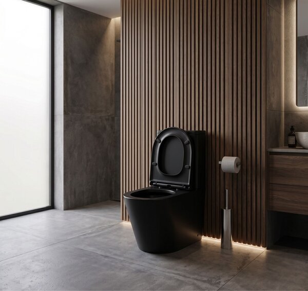 Erga Tina, Vas combinat WC 620x365x820 mm, Tornado 2.0 + capac WC, negru mat, ERG-V03-TINA-TO2-BK