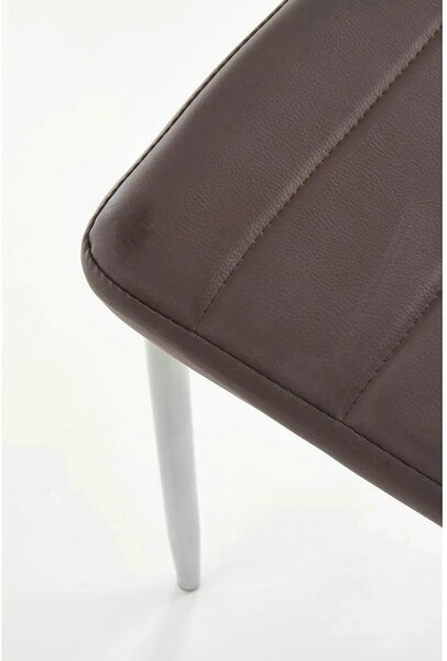 Scaun bucatarie K70, maro inchis/negru, metal/piele ecologica, 41x50x9