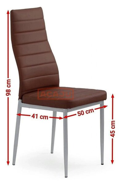 Scaun bucatarie K70, maro inchis/negru, metal/piele ecologica, 41x50x9
