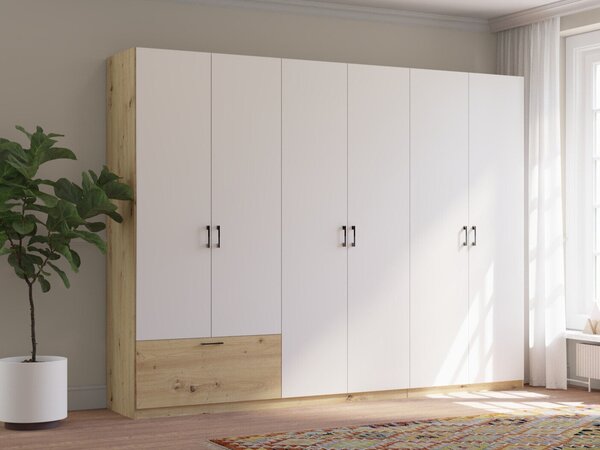 Dulap Bristol 250Stejar artizan, Alb, 21x27x5cm, Uși dulapUși dulap: Cu balamale