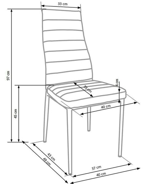 Scaun bucatarie rezistent K70, alb, piele ecologica/metal, 41x50x98 cm