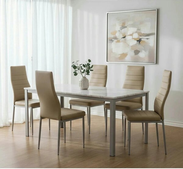 Scaun bucatarie K70, maro deschis/gri, metal/piele ecologica, 41x50x98
