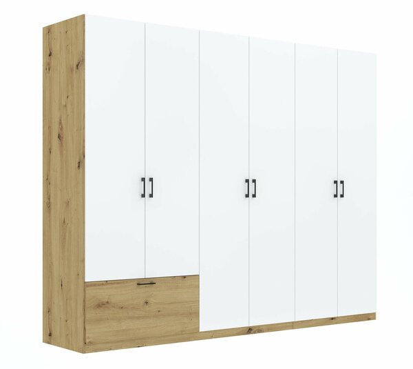 Dulap Bristol 250Stejar artizan, Alb, 21x27x5cm, Uși dulapUși dulap: Cu balamale