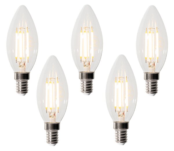 Set de 5 becuri LED E14 reglabile în 3 trepte B35 transparente 4W 450 lm 2700K