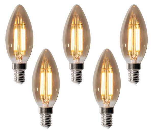 Set de 5 becuri LED E14 dimabile B35 fumurii 4W 300 lm 2200K