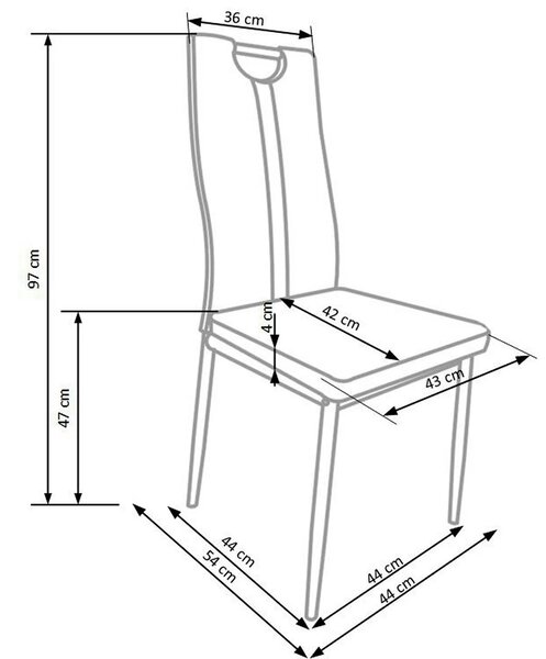 Scaune dining K202, negru/crom, piele ecologica/metal, 44X54X97 CM