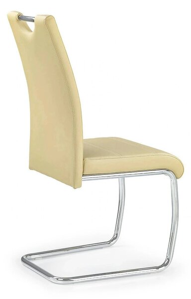 Scaun tapitat piele ecologica K211, bej/crom, 42x60x97 cm