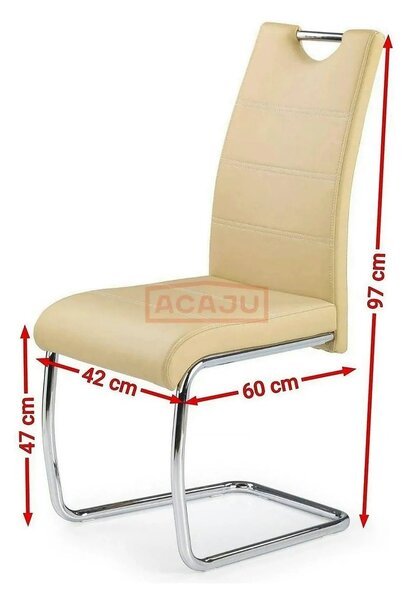 Scaun tapitat piele ecologica K211, negru/crom, 42x60x97 cm